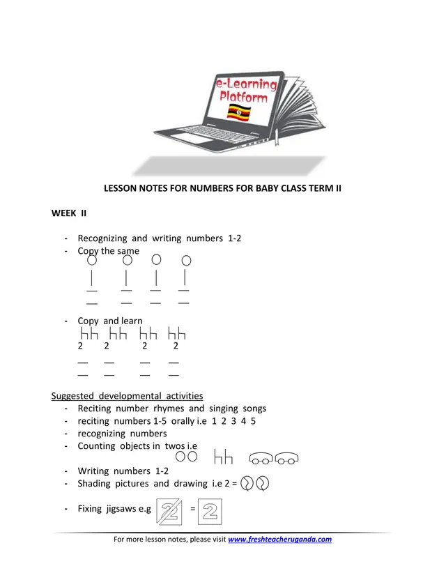 Cover of Baby Class Numbers Lesson Notes, Term 2 (Baby Mathematics Notes)
