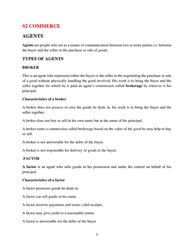 Cover of S2 Commerce Notes: Agents, Middlemen and Documents Used in Home Trade (S2 Notes)